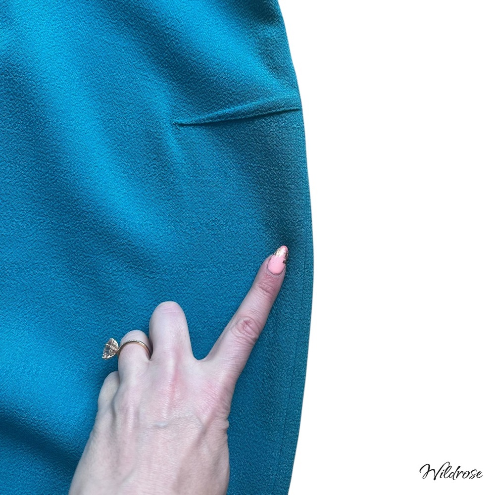 Roland Mouret Blue Green Cut Out Back Sheath Dress SZ 6 - Picture 10 of 14